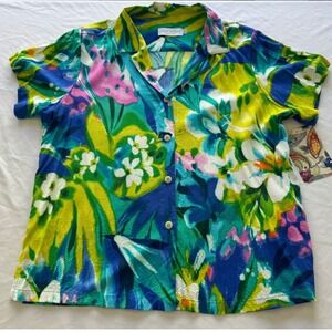 Jams World "Provence" Women's Hawaiian Shirt Large 90s NWT Tropical Made in USA